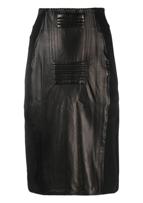 Jean Paul Gaultier Pre-Owned 1987 panelled leather pencil skirt - Black