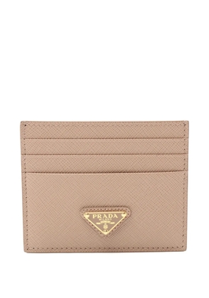 Prada Pre-Owned 2020s triangle-logo leather card case - Neutrals