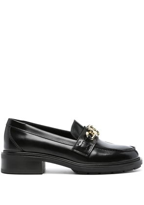 Tommy Hilfiger 30mm chain-trim leather loafers - Black