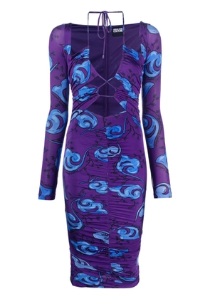 Versace Jeans Couture floral-print midi dress - Purple