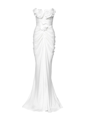 Ana Radu strapless floral-detail gown - White