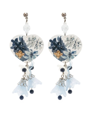 Amir Slama Bijoux heart-shaped tassel earring - White