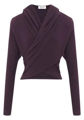 Saint Laurent hooded wool top - Purple