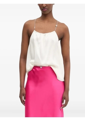 HUGO chain-embellished satin slip top - White
