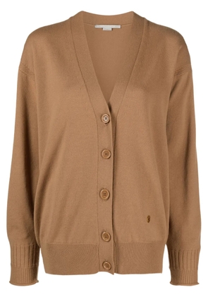 Stella McCartney Iconic logo-appliqué virgin-wool cardigan - Brown