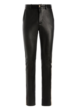 Bally stripe-detail leather tapered trousers - Black