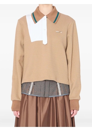 Kolor pleated-panel waffle top - Neutrals