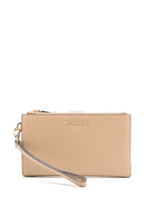 Michael Michael Kors Jet Set double-zip leather wristlet - Neutrals