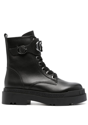 LIU JO Love 40mm logo-plaque ankle boots - Black