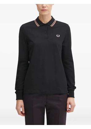 Fred Perry logo-embroidered polo top - Black