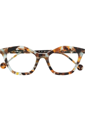 L.A. EYEWORKS tortoiseshell-effect optical glasses - Brown
