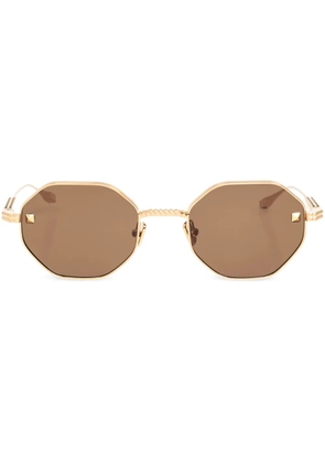VALENTINO GARAVANI EYEWEAR Rockstud-embellished octogonal-frame sunglasses - Gold