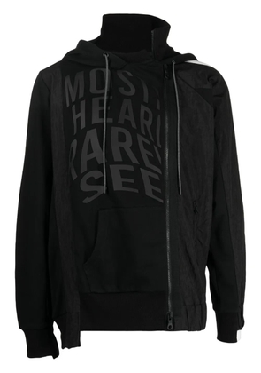 Mostly Heard Rarely Seen Track asymmetric panelled hoodie - Black