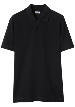 Burberry logo-embroidered cotton polo shirt - Black
