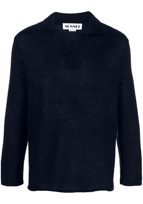 Sunnei textured mohair-blend polo short - Blue