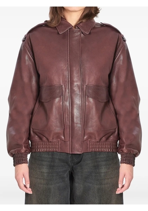 Arma pointed-collar leather jacket - Brown