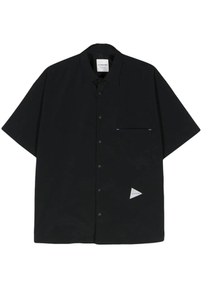 and Wander logo-patch classic-collar shirt - Black