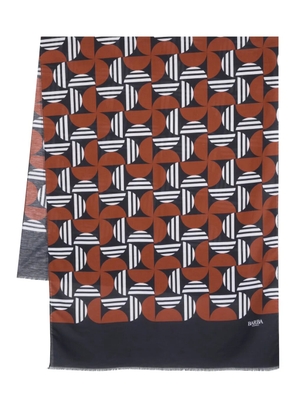 Barba graphic-print frayed scarf - Blue