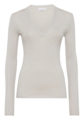 Brunello Cucinelli ribbed-knit top - Grey