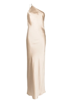 Michelle Mason one-shoulder bias silk gown - Gold