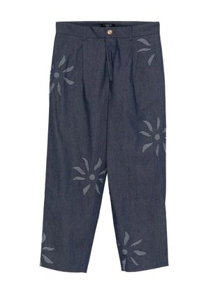 Labrum London floral-embellished high-waisted trousers - Blue