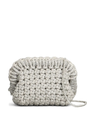 Hibourama crystal-embellished clutch bag - Silver