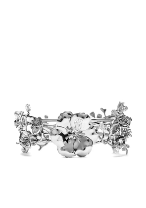 Blumarine floral-appliqué bracelet - Grey