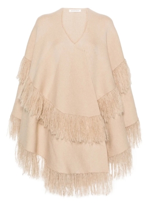 By Malene Birger fringed wool-blend cape - Neutrals