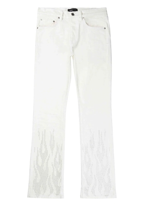 Purple Brand rhinestone-flame low-rise straight-leg jeans - White