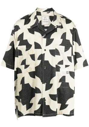 Maison MIHARA YASUHIRO patchwork-pattern cuban-collar shirt - Black