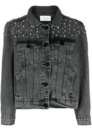 Ana Radu crystal-embellished denim jacket - Grey