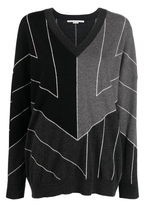 Stella McCartney stripe-print V-neck jumper - Grey