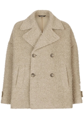 Dolce & Gabbana double-breasted brushed peacoat - Neutrals