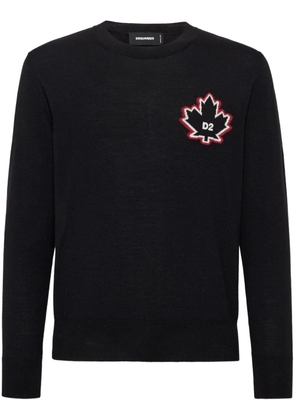 DSQUARED2 D2 Leaf-intarsia jumper - Black