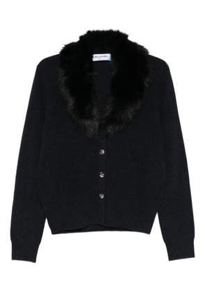 Blugirl faux fur-collar cardigan - Blue