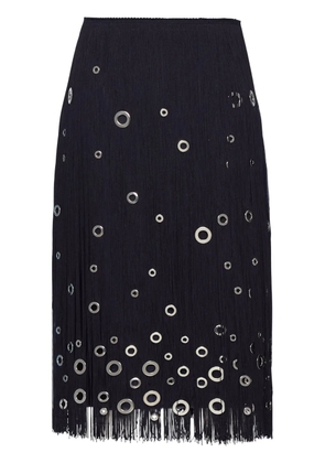 Prada eyelet-embellished fringe skirt - Blue