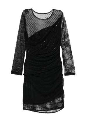 PINKO sequin-embellished mesh-upper mini dress - Black