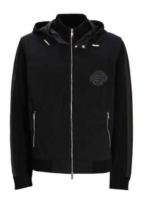 BOSS logo-patch zip-up hoodie - Black