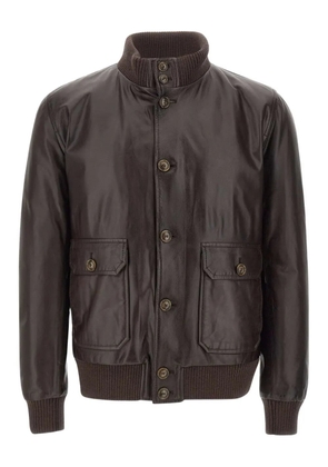 Barba Vermont ribbed leather jacket - Brown