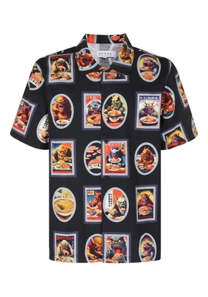 Edwin Hara Hachi graphic-print short-sleeve shirt - Black