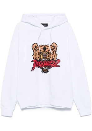 DSQUARED2 Bear-logo Cool Fit hoodie - White