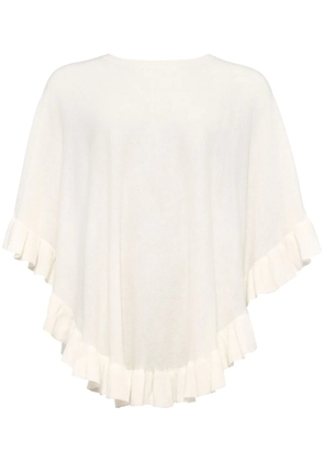 ERES Edgar ruffled fine-knit poncho - White