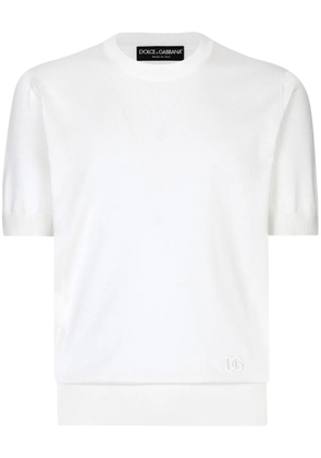 Dolce & Gabbana logo-embroidered silk knitted top - White