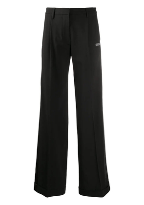 Off-White logo-panel straight trousers - Black