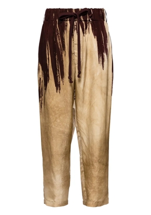 Uma Wang abstract pattern print drawstring trousers - Neutrals