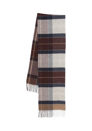 Barbour plaid-pattern fringed scarf - Brown