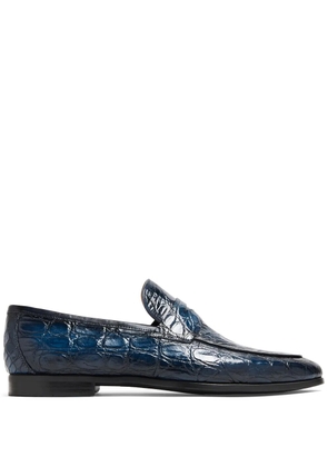 Magnanni embossed texture loafers - Blue