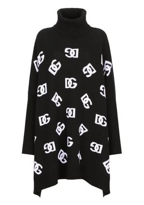 Dolce & Gabbana logo-jacquard roll-neck poncho - Black