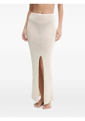 PARAMIDONNA knitted front-slit skirt - White