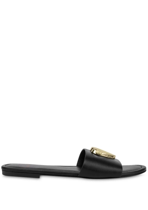 Love Moschino logo-plaque slides - Black